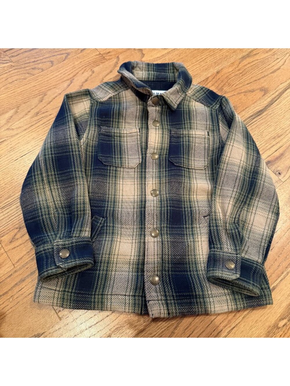 Old Navy Boys Green Tan Shacket Shirt 5t